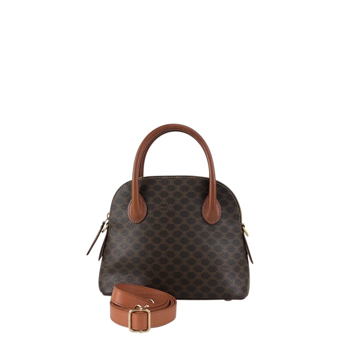 CELINE Macadam Two-way Handbag Shoulder bag Brown Vintage cwamvm
