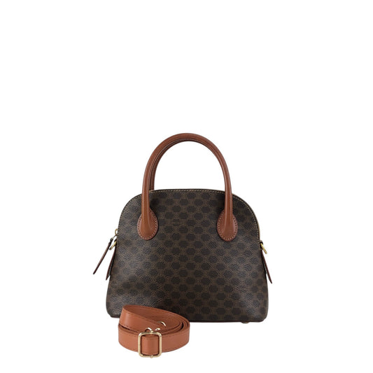 CELINE Macadam Two-way Handbag Shoulder bag Brown Vintage cwamvm