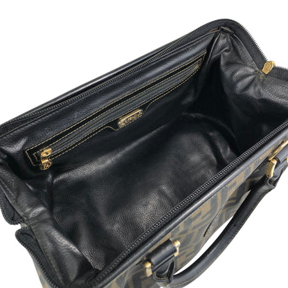 FENDI Zucca Logo Small Boston bag Handbag Black Vintage cf6xpb
