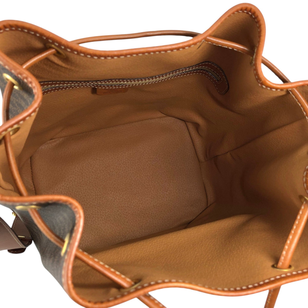 CELINE Macadam Blason Front Pocket Drawstring Shoulder bag Brown Vintage yt4p8e