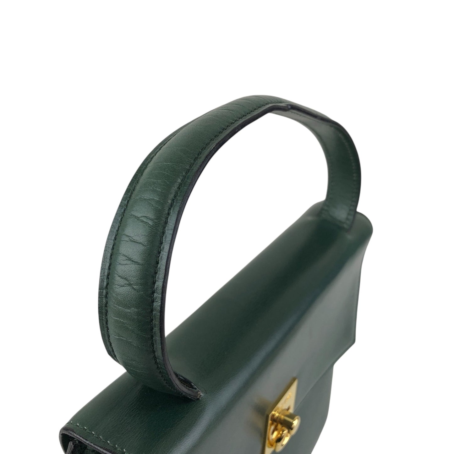 CELINE Gancini Handbag Dark Green Vintage sxajh2