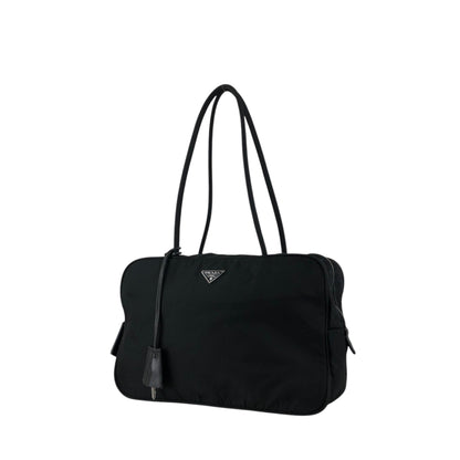 PRADA Tessuto Triangle Logo Handbag Black Vintage w7yvkr