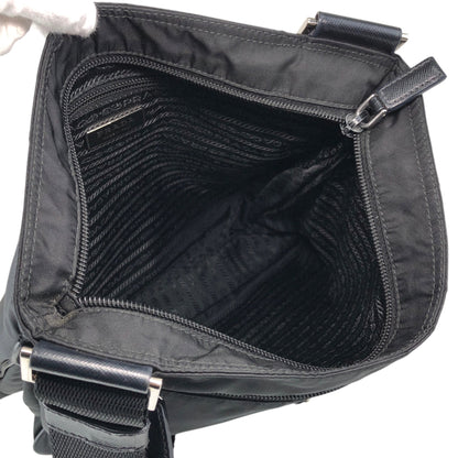 PRADA Tessuto Triangle Logo Shoulder bag Black Vintage jvmtz8