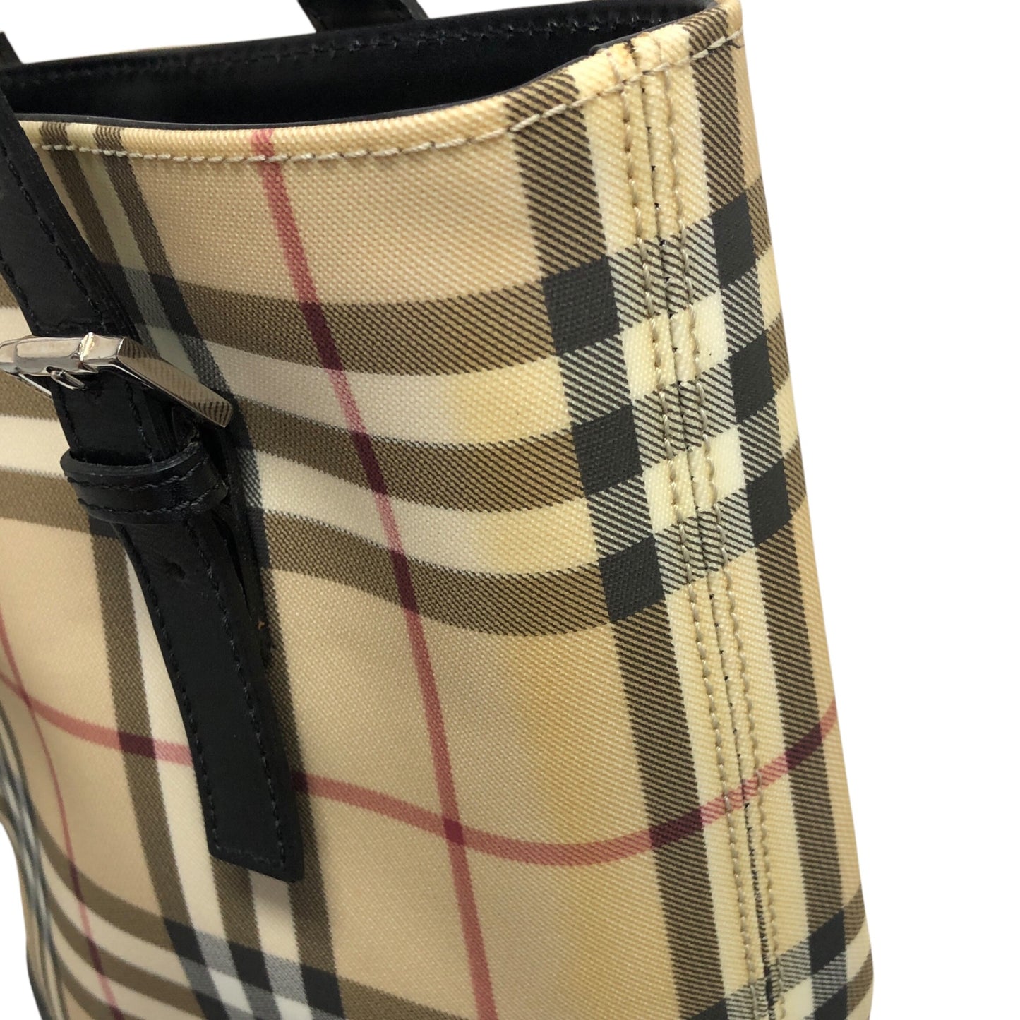 BURBERRY Check Totebag Beige×Black Vintage axf6bg