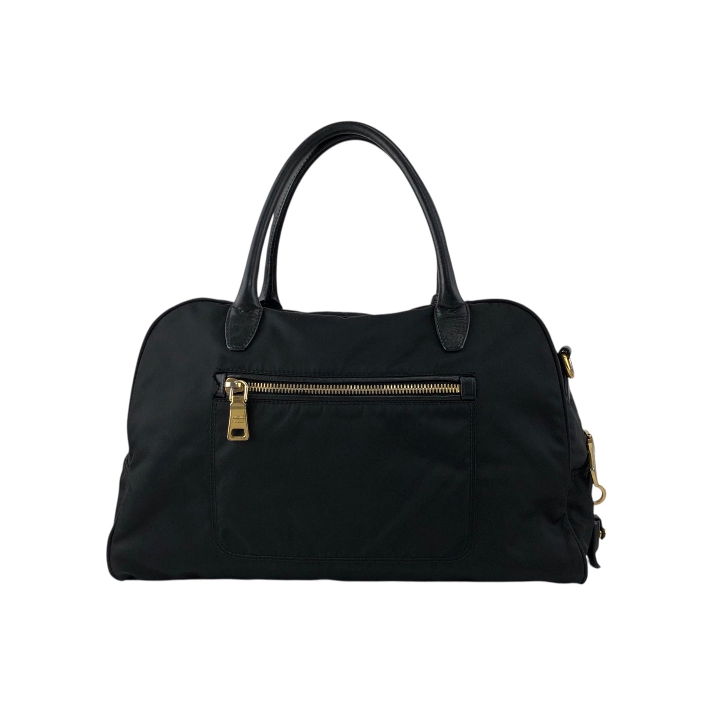 PRADA Tessuto Triangle Logo Padlock Two-way Small Boston bag Shoulder bag Black Vintage ha37gm