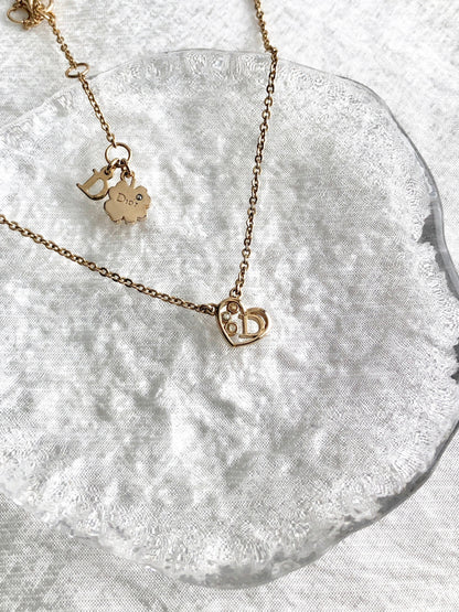 Christian Dior Heart Motif Necklace Gold Vintage 8guxy2
