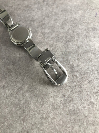 GUCCI Logo Bangle Quartz Watch Silver 6700L Vintage btrc45