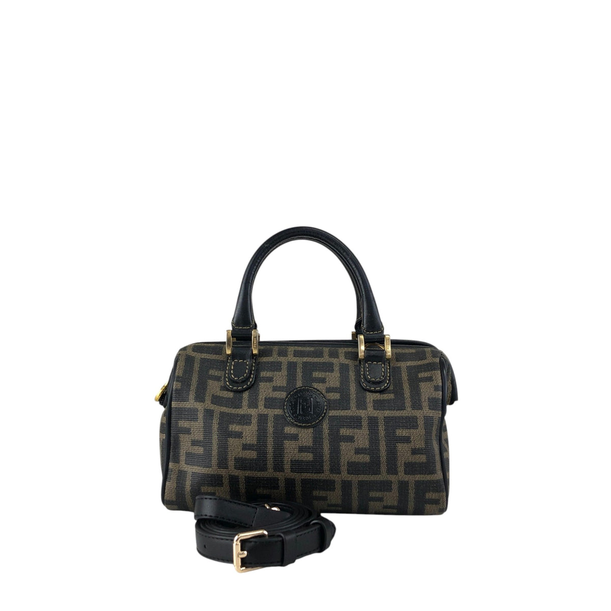 FENDI Zucca Two-way Small Boston bag Shoulder bag Black Vintage prhk66