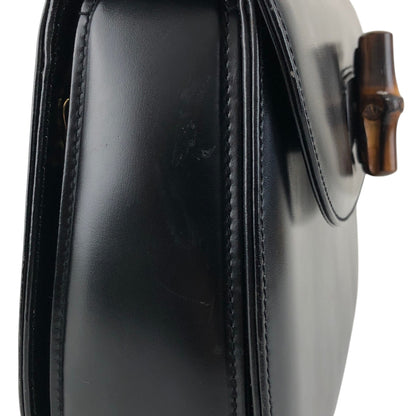 GUCCI Bamboo Turn Lock Handbag Black Vintage 57imw4