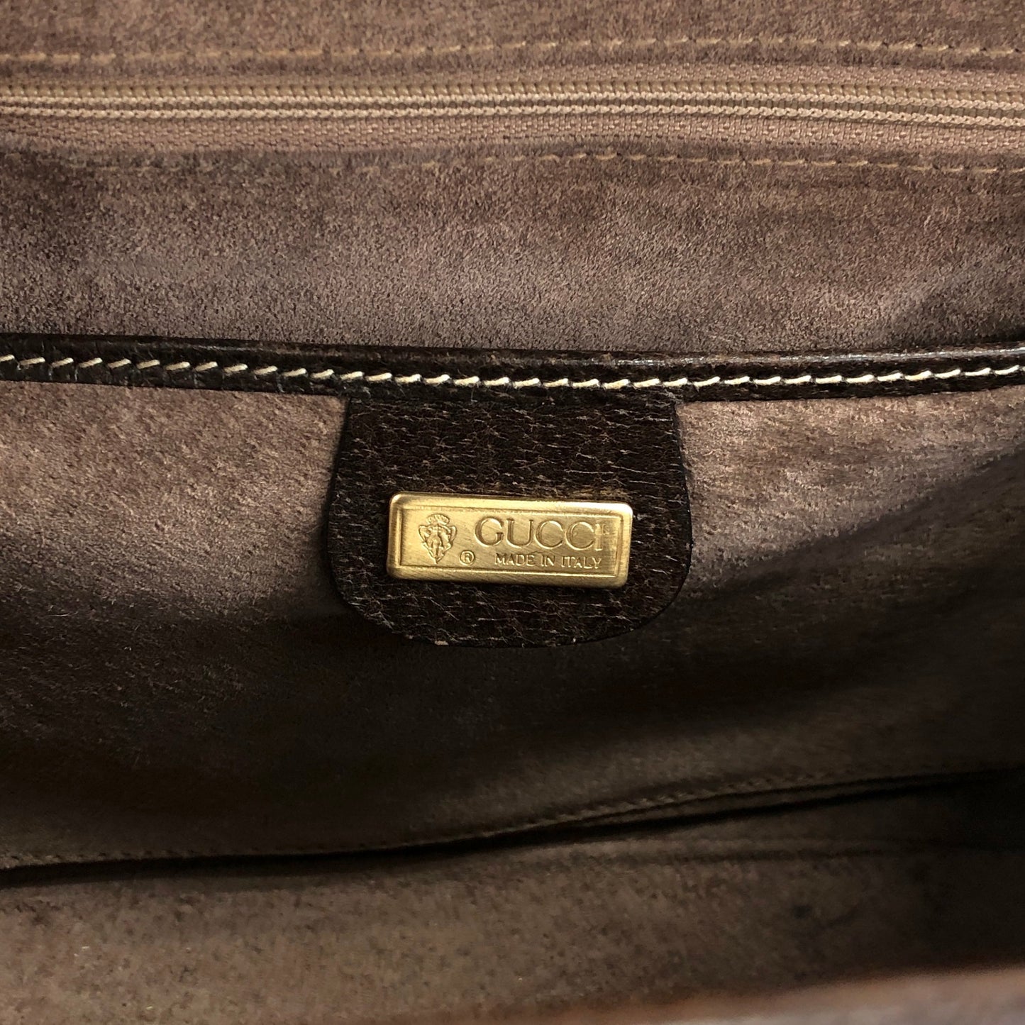 GUCCI Metal Clasp Handbag Brown Vintage fva3h4