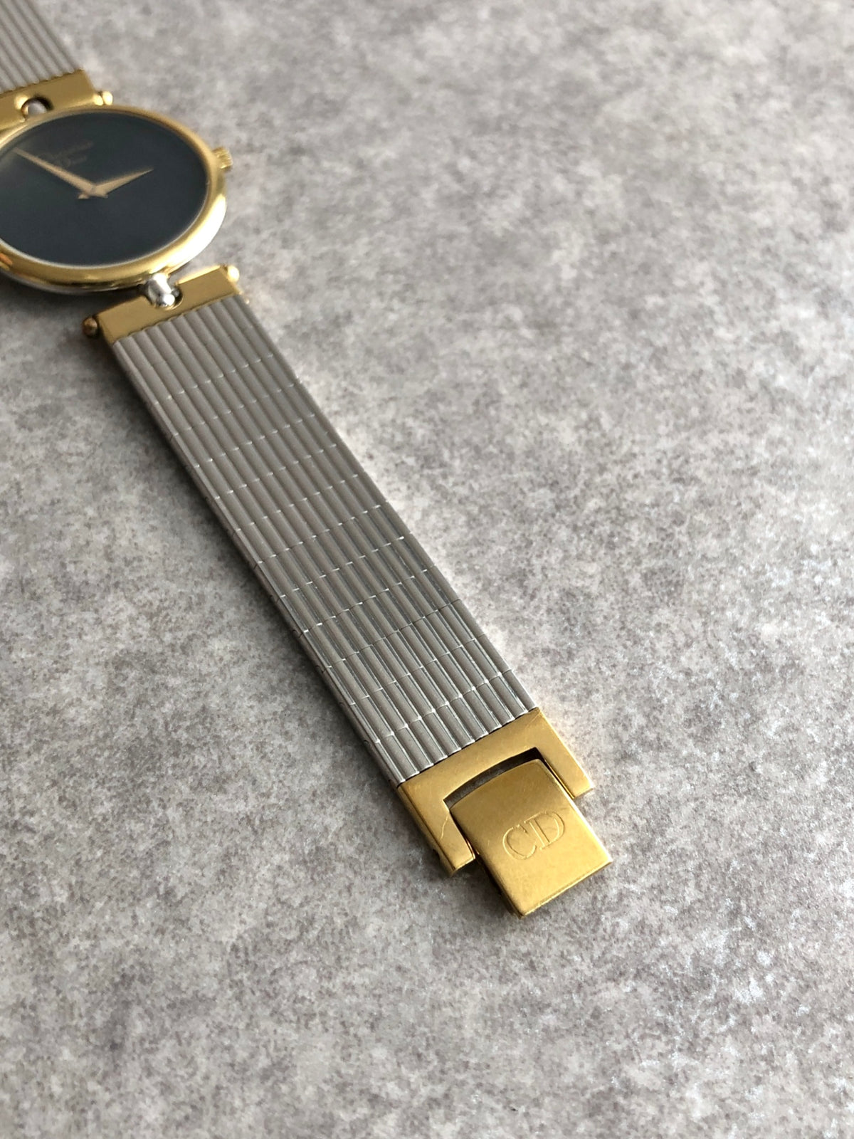 Christian Dior Logo Quartz Watch Silver×Gold 3026 Vintage 3ztkba
