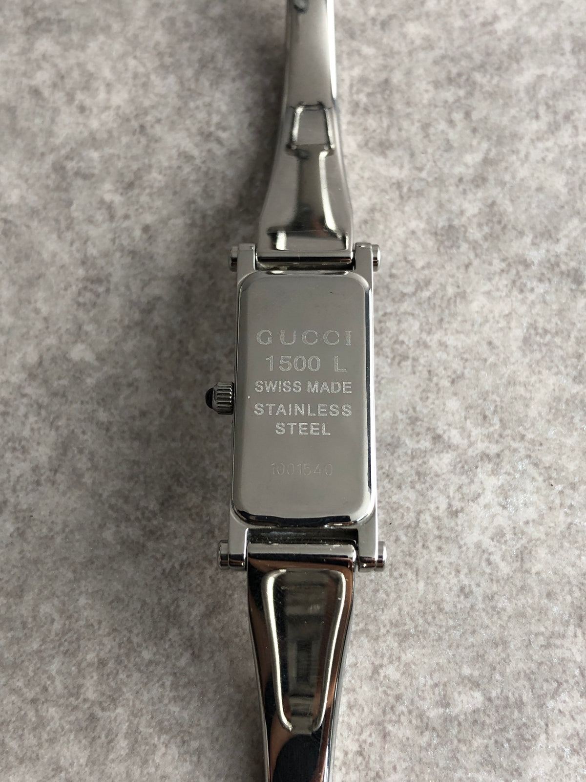 GUCCI Logo Bangle Quartz Watch Silver 1500L Vintage itiidp