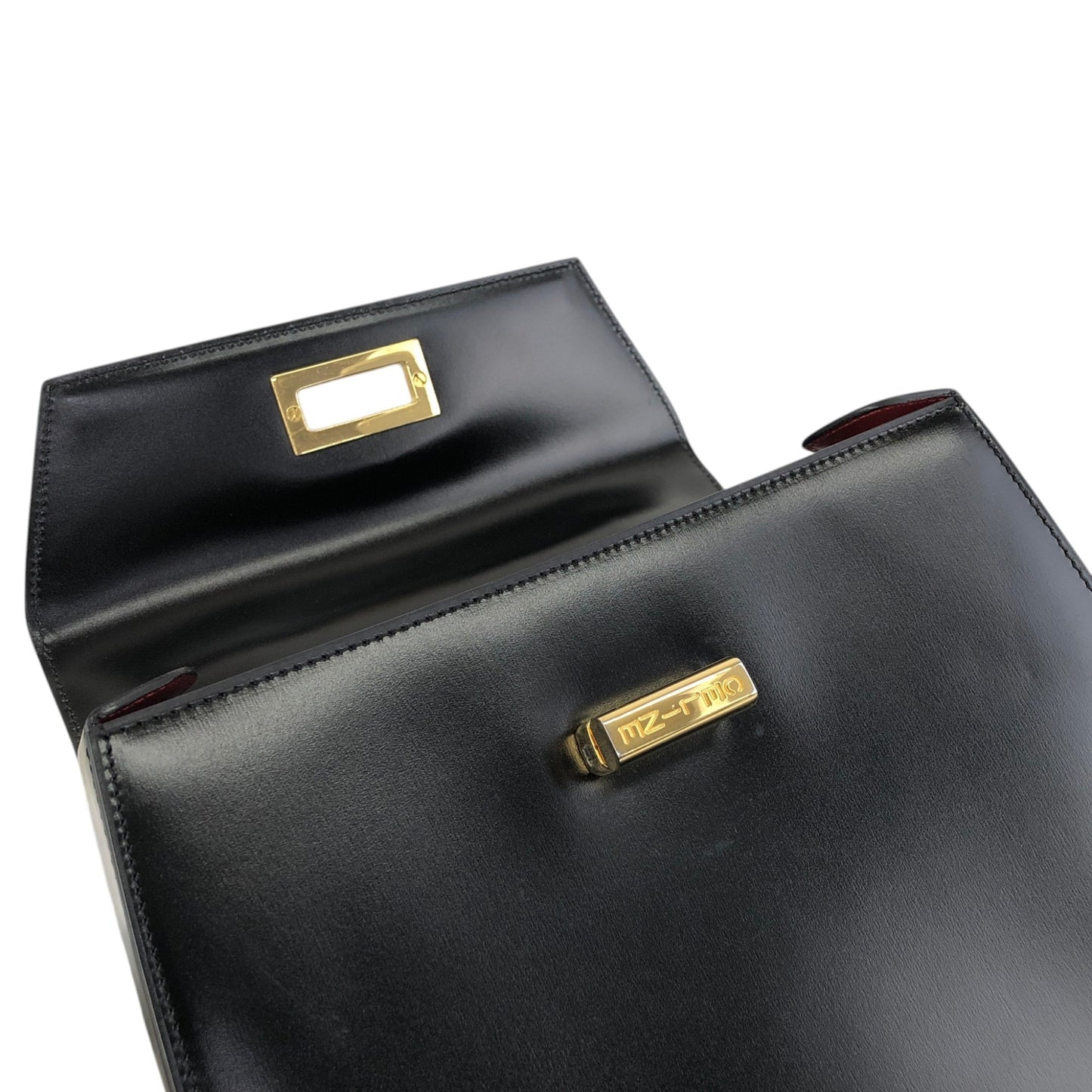 CELINE Turn Lock Two-way Handbag Shoulder bag Black Vintage aerfah