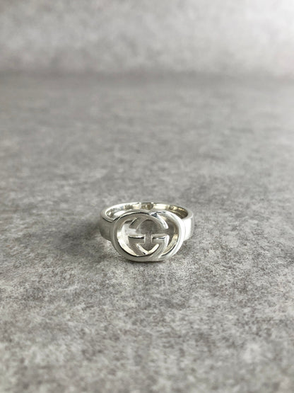 GUCCI Interlocking SILVER925 Ring Silver Vintage empzdp