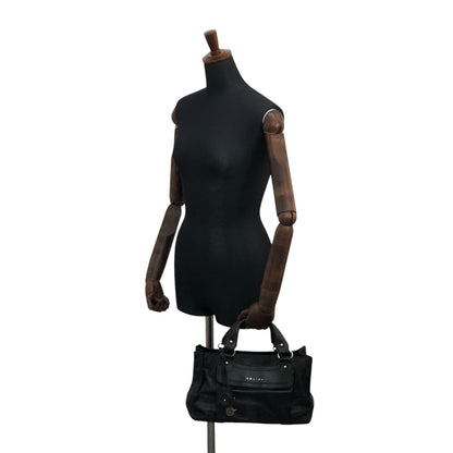 CELINE Horse Carriage Logo Handbag Black Vintage v5s4uu