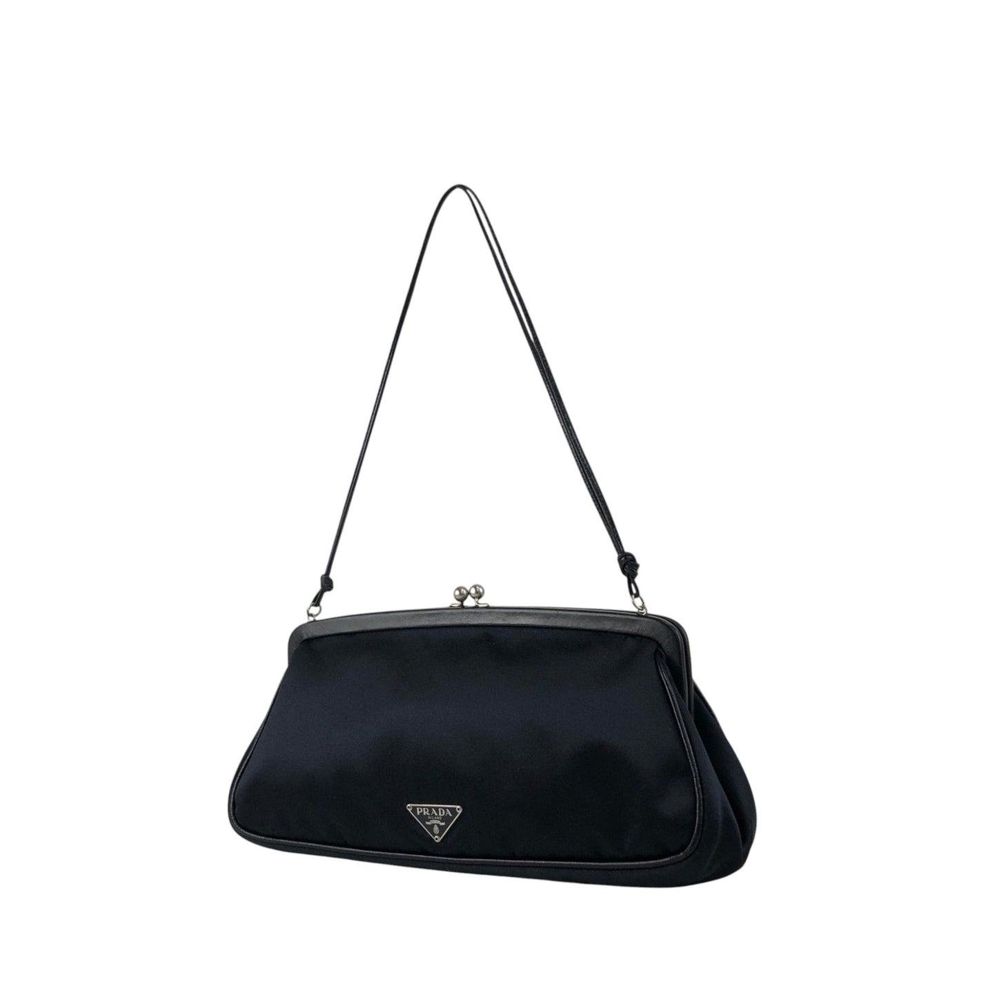 PRADA Tessuto Triangle Logo Small Handbag Black Vintage mygrbb