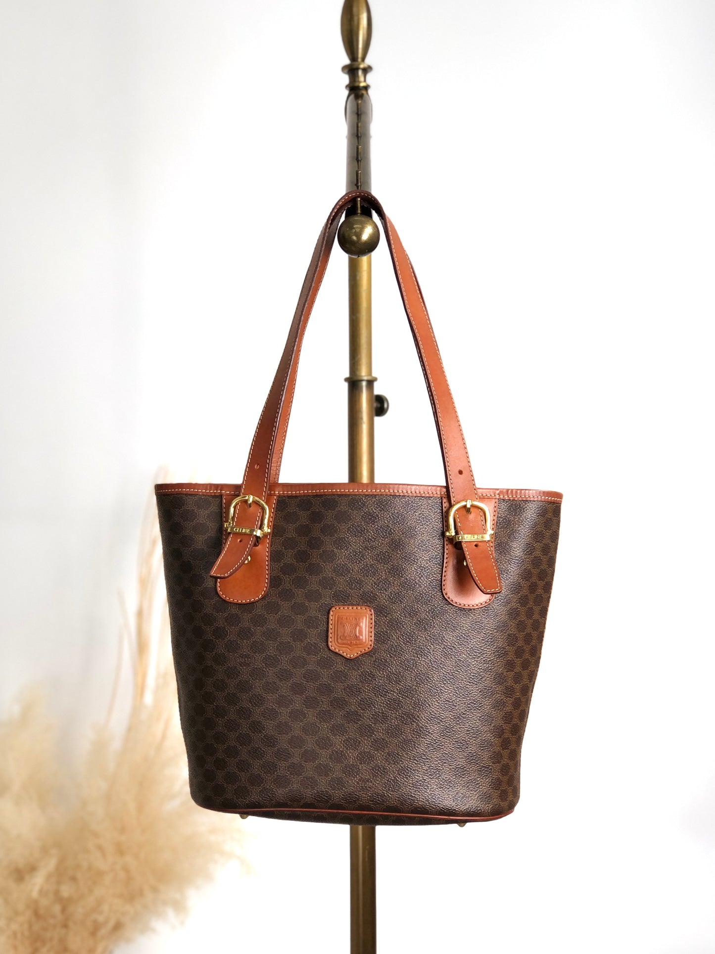 CELINE Macadam Blason Handbag Totebag Brown Vintage g8hnuw