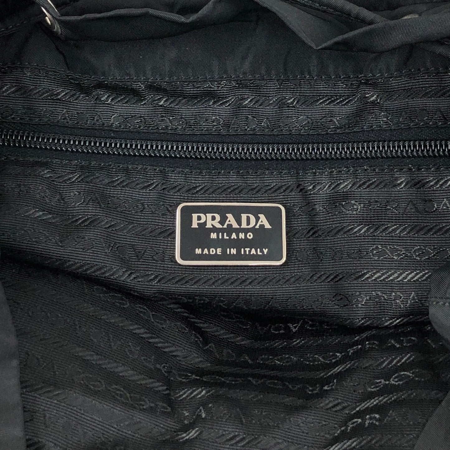 PRADA Tessuto Triangle Logo Double Pocket Backpack Black Vintage rr2dvd