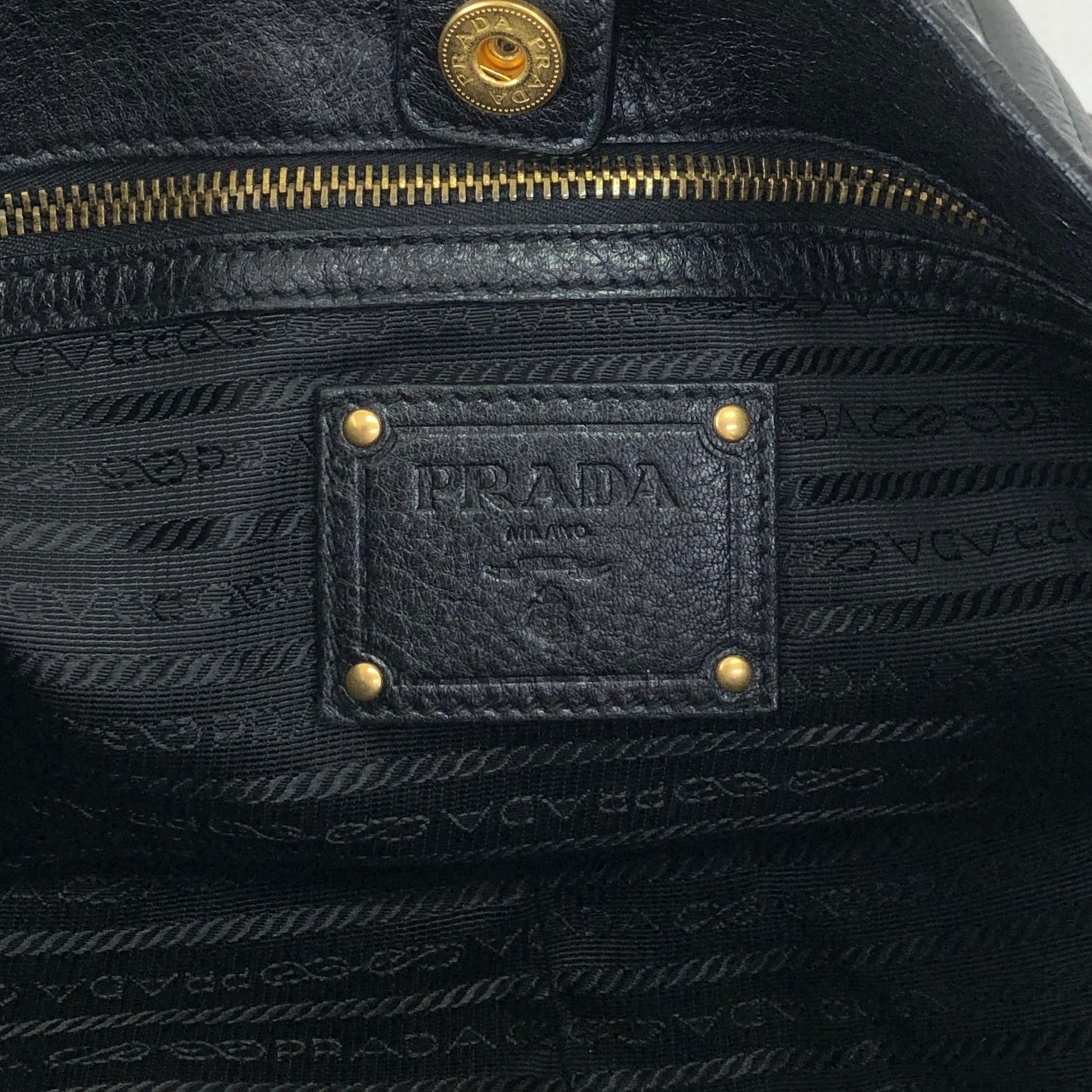 PRADA Logo Handbag Black BR4085 Vintage 3hvhgg