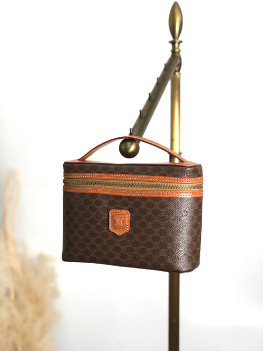 CELINE Macadam Blason Handbag Vanity bag Brown Vintage vekvc3