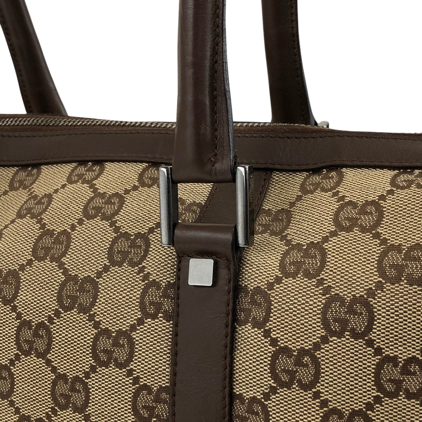 GUCCI GG Canvas Small Boston bag Handbag Brown Vintage ms6dsn