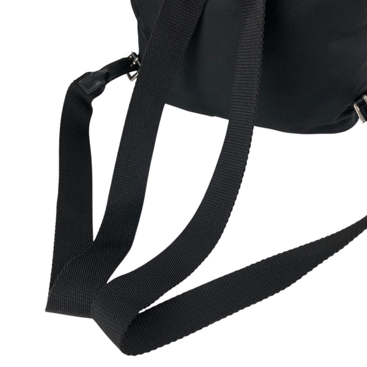 PRADA Tessuto Triangle Logo Double Pocket Backpack Black Vintage hspzjr