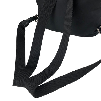 PRADA Tessuto Triangle Logo Double Pocket Backpack Black Vintage hspzjr