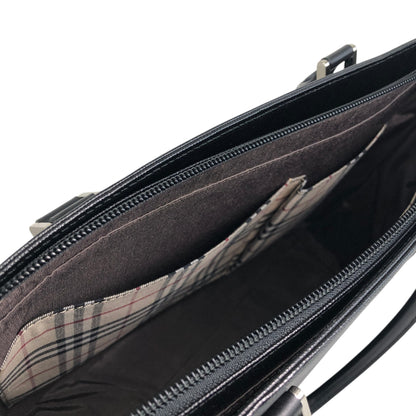 BURBERRY Logo Handbag Totebag Black Vintage behneb