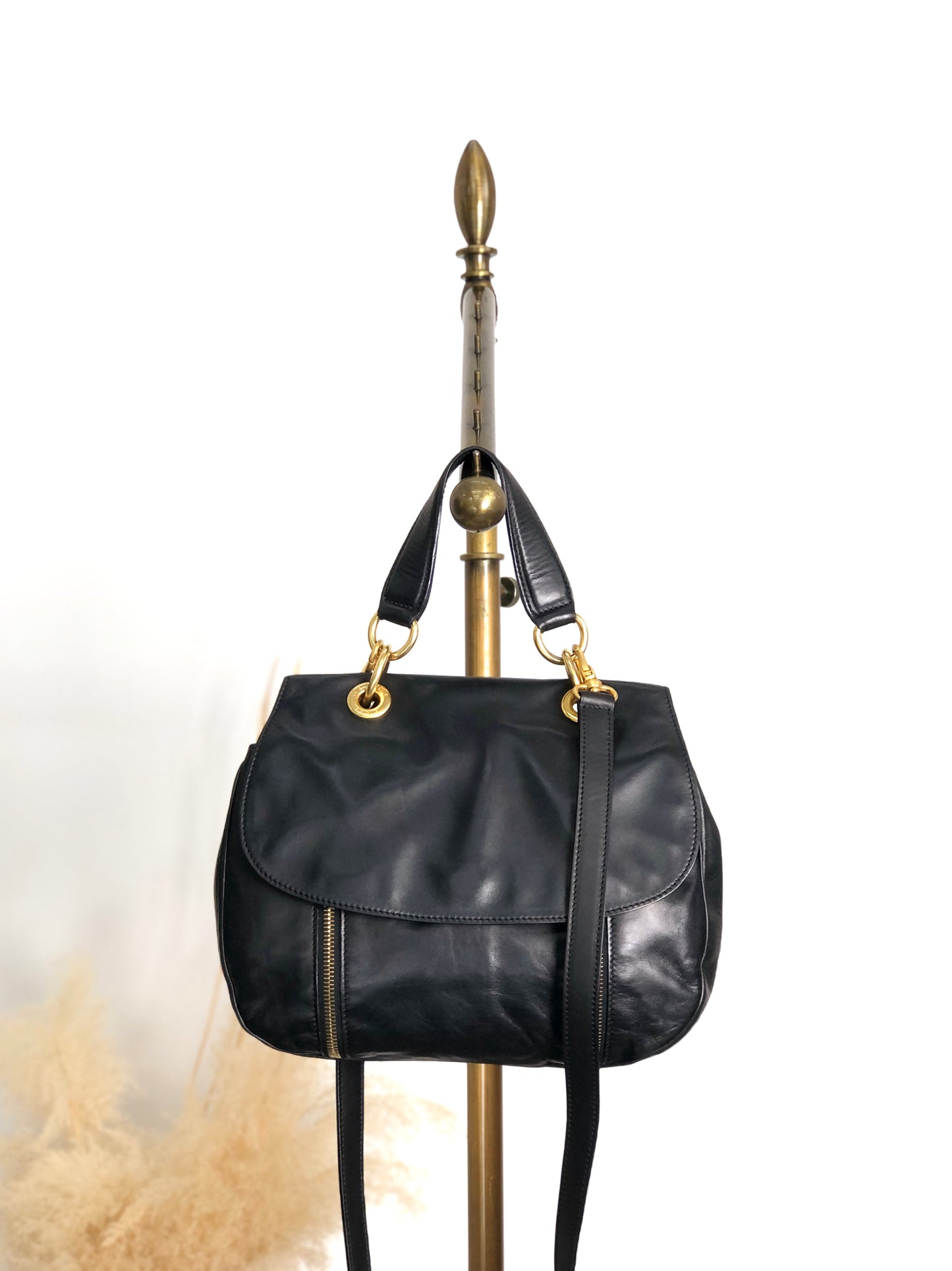 CELINE Two-way Handbag Shoulder bag Black Vintage uezhmr