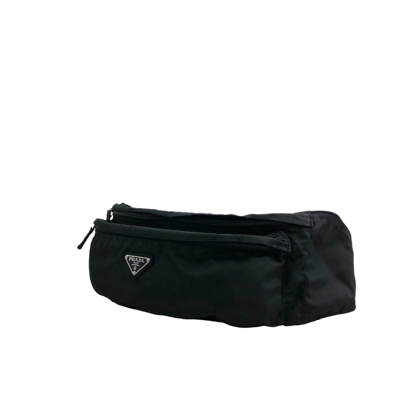 PRADA Tessuto Triangle Logo Sling bag Black Vintage n5nfph