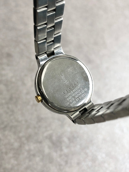 Yves Saint Laurent YSL Logo   Quartz Watch Silver 5421-H13939Y Vintage epnx46