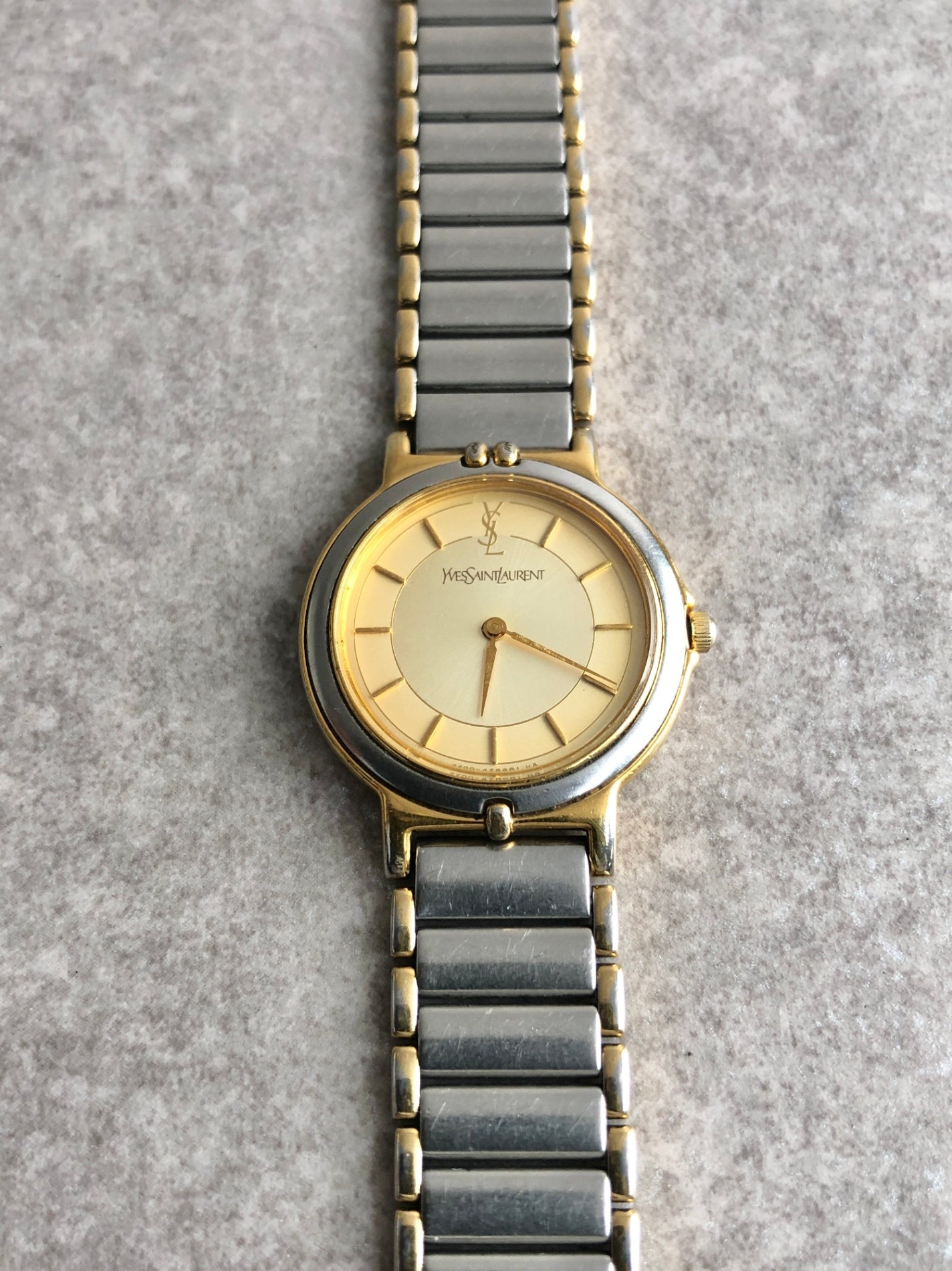 Yves Saint Laurent YSL Logo Watch Gold×Silver Vintage rurspi
