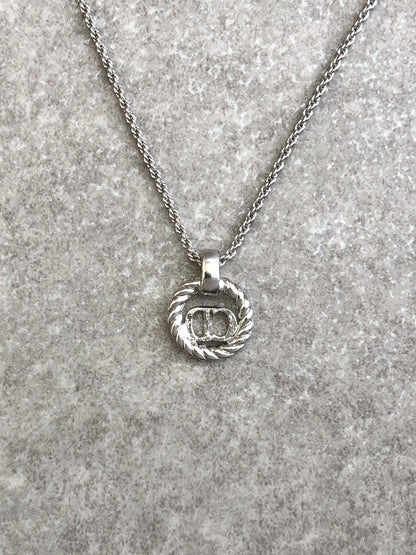 Christian Dior CD Logo Necklace Silver Vintage pshihx