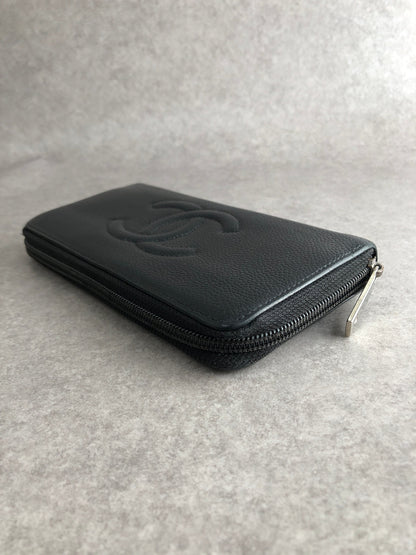 CHANEL Coco Mark Long Wallet Black Vintage cvjxwf