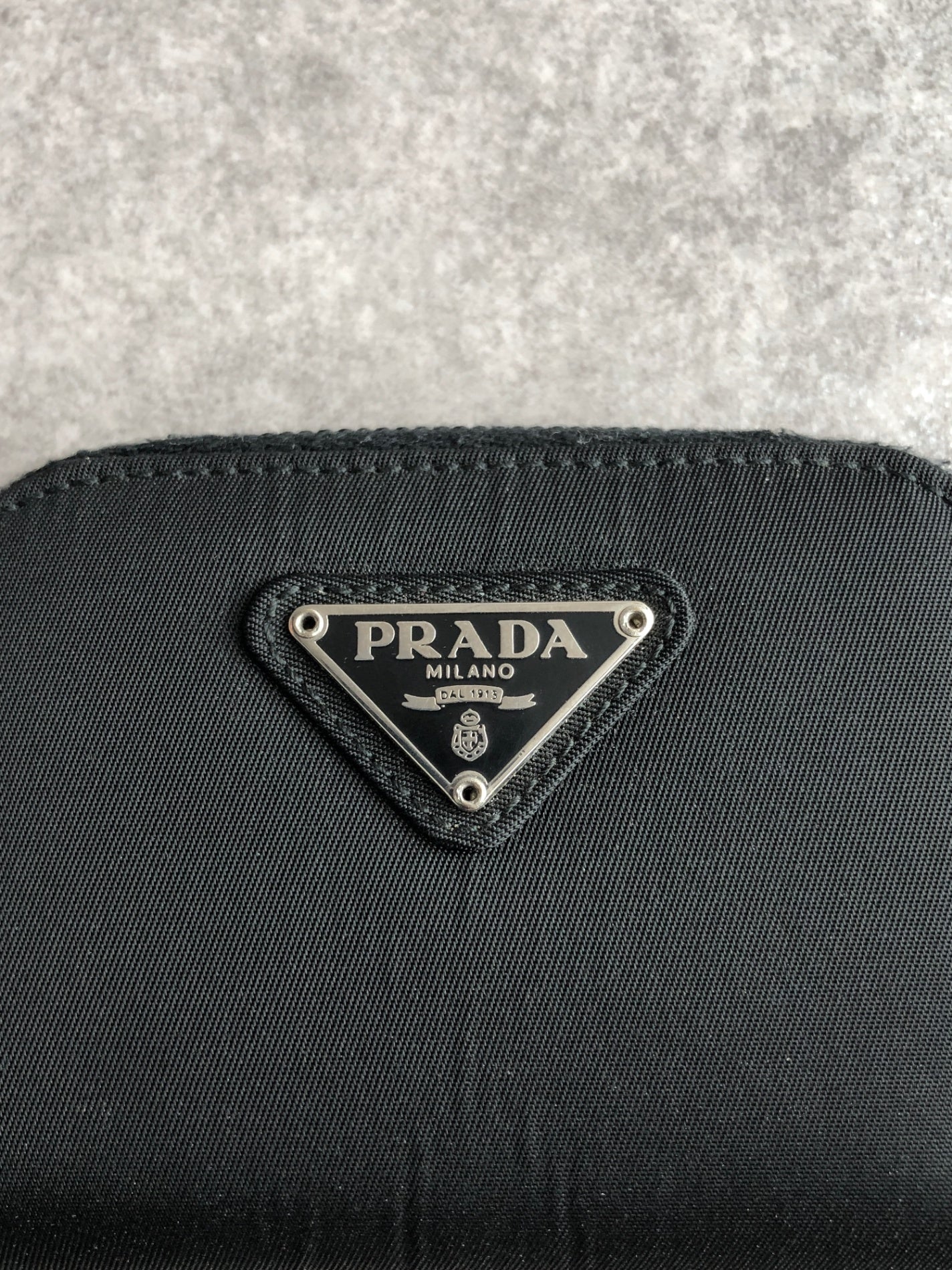 PRADA Tessuto Triangle Logo Coin Purse Black Vintage 4nbjju