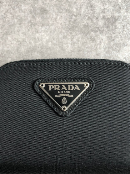 PRADA Tessuto Triangle Logo Coin Purse Black Vintage 4nbjju
