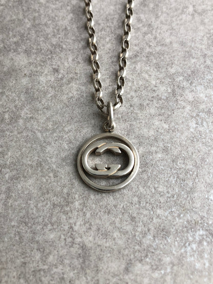 GUCCI Interlocking Necklace Silver Vintage ic36jp