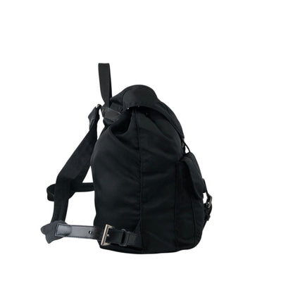 PRADA Tessuto Triangle Logo Double Pocket Backpack Black Vintage vsidzm