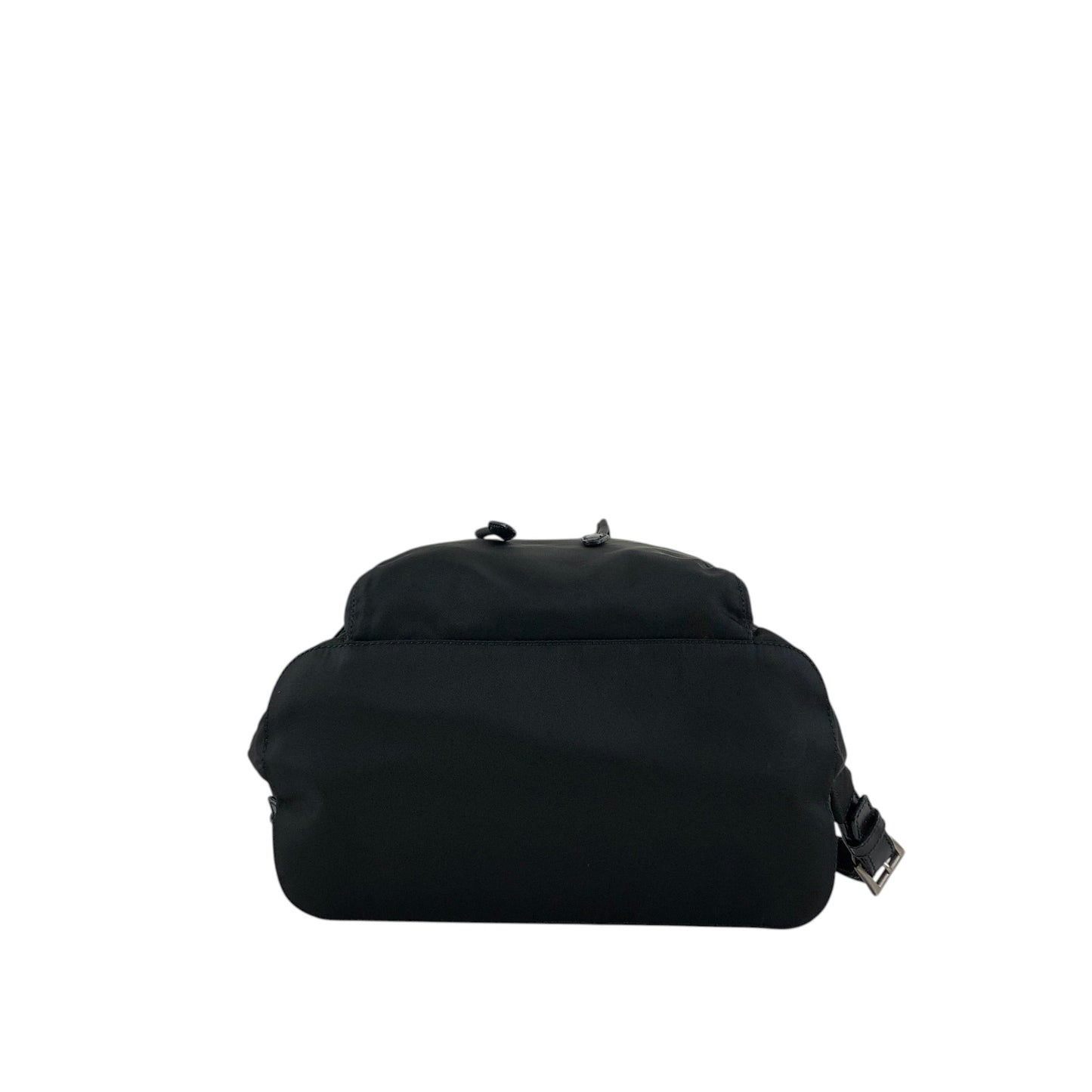 PRADA Tessuto Triangle Logo Front Buckle Backpack Black Vintage bde87k