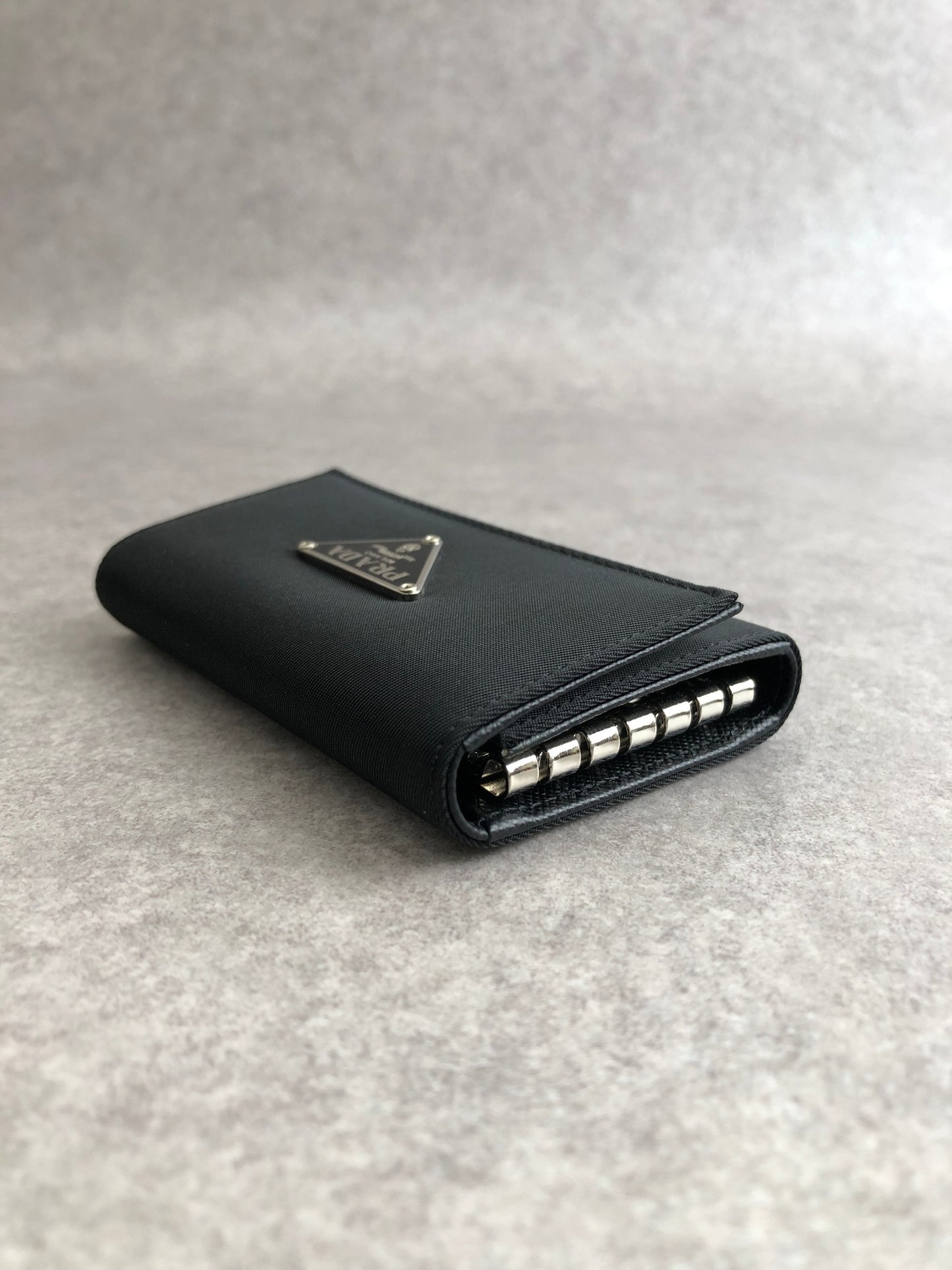 PRADA Tessuto Triangle Logo Key Case Black M222 Vintage i6mts6