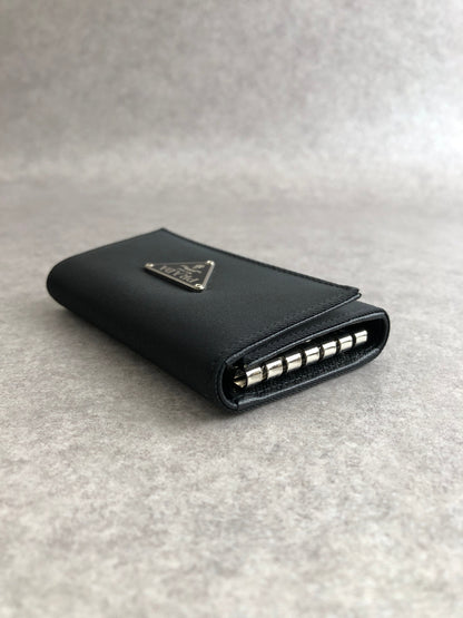 PRADA Tessuto Triangle Logo Key Case Black M222 Vintage i6mts6
