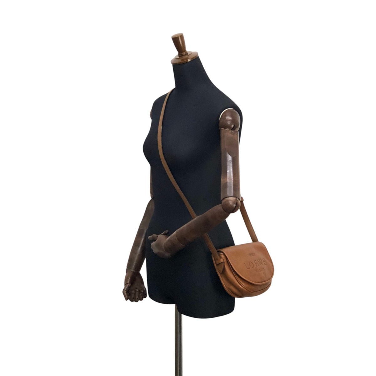 LOEWE Logo Embossed Shoulder bag Brown Vintage 6n4xku
