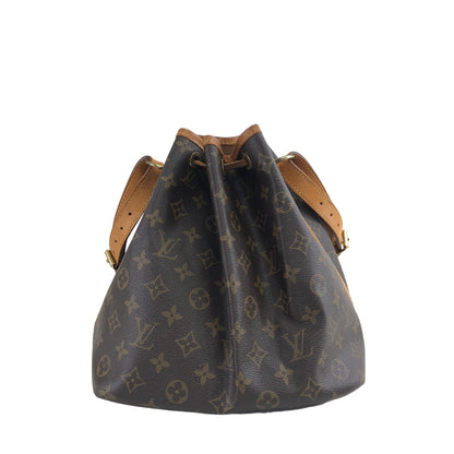 LOUIS VUITTON Monogram M42226 Drawstring Handbag Shoulder bag Brown Vintage f2gek2