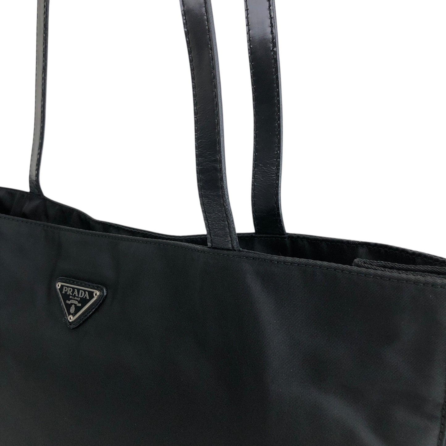 PRADA Triangle Logo Totebag Black Vintage jjxkrt