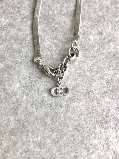 Christian Dior CD Logo Ribbon Bracelet Silver Vintage m6kuei