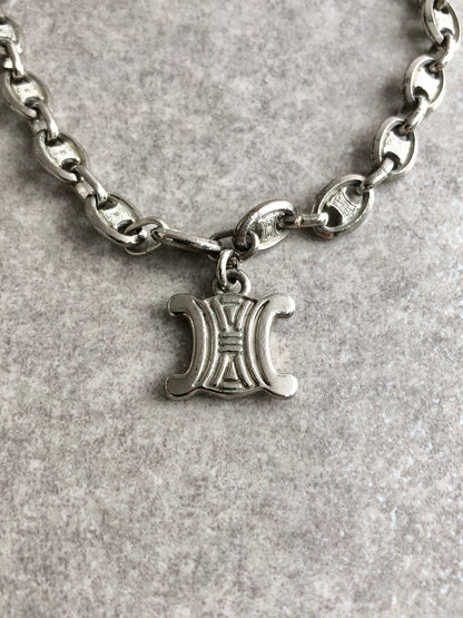 CELINE Triomphe Bracelet Silver Vintage t33dus