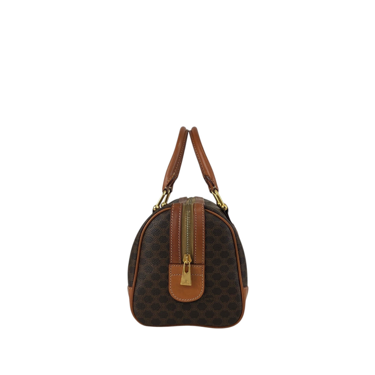 CELINE Macadam Small Boston bag Handbag Brown Vintage 7k24si