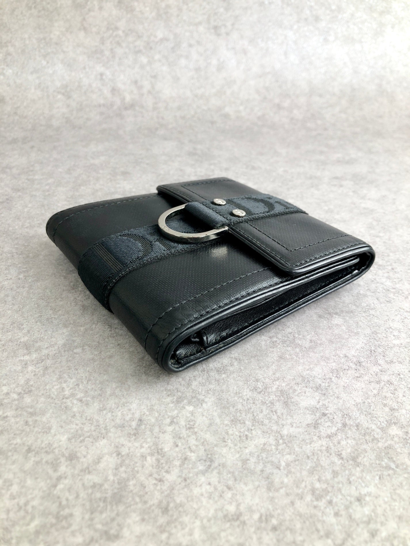 Christian Dior Logo Folded Wallet Black Vintage aps3wd