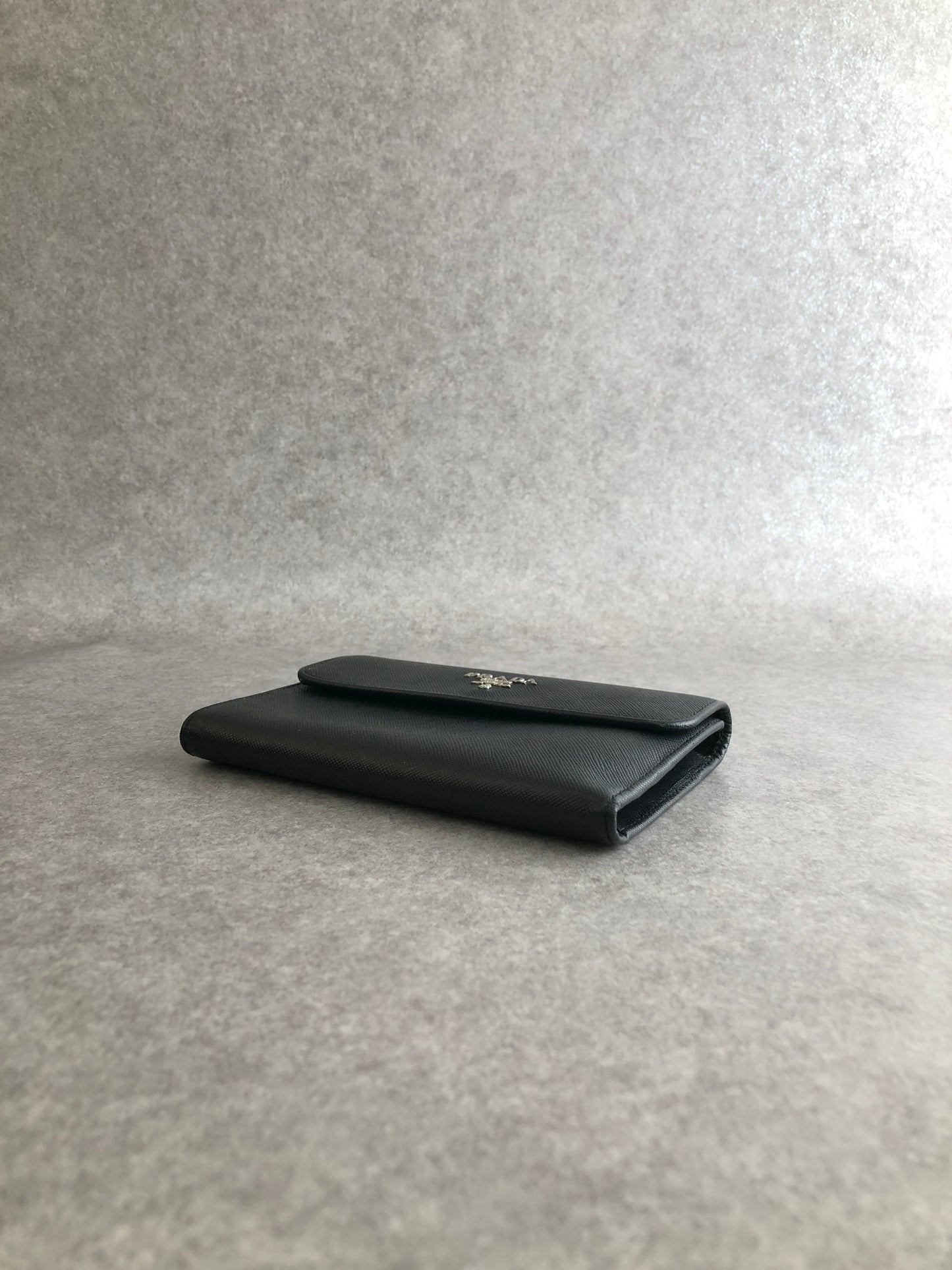 PRADA Logo  Folded Wallet Black Vintage gfnuwt