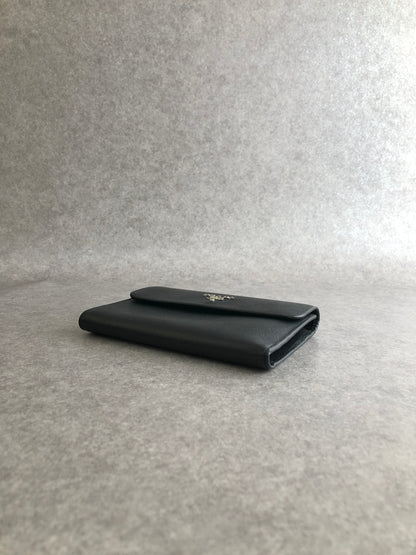 PRADA Logo  Folded Wallet Black Vintage gfnuwt